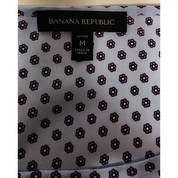 Banana Republic Women Long Sleeve Multicolor Blue Floral Blouse Shirt Size M - Picture 5 of 6